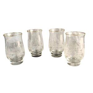 Vintage Libbey Winter Scene With Gold Rim Glass Drinkware Set of Four Arby's